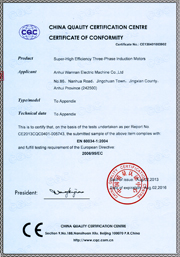 皖南電機(jī):CE認(rèn)證證書  皖南電機(jī):CE認(rèn)證證書